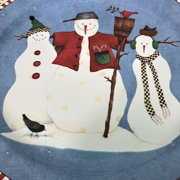 Platter Debbie Mumm Sakura snowman large serving dish - Picture 2 of 4
